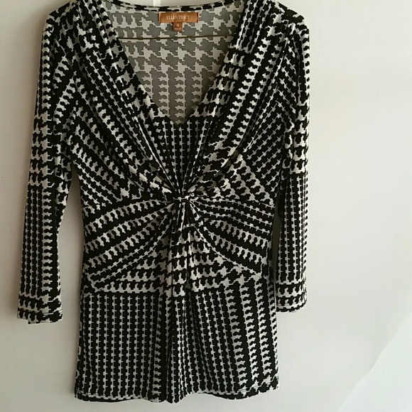ELLEN TRACY Houndstooth LONG SLEEVE TOP SZ M NEW - Picture 1 of 6